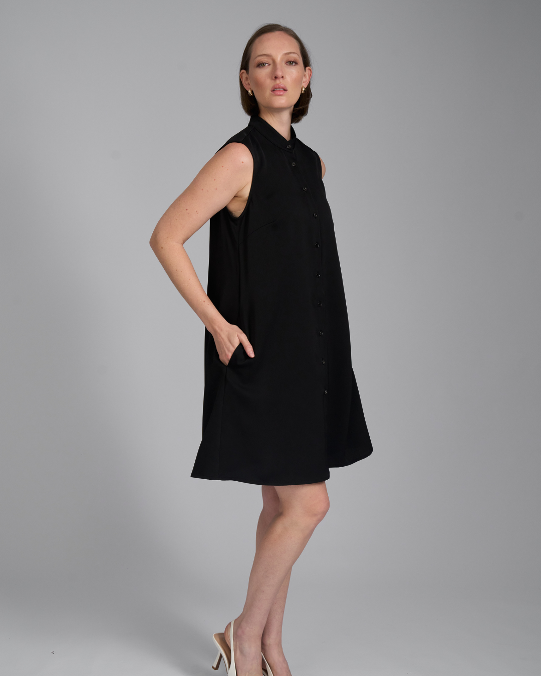 The Odile Dress | Sleeveless A-Line Dress with Detachable Collar