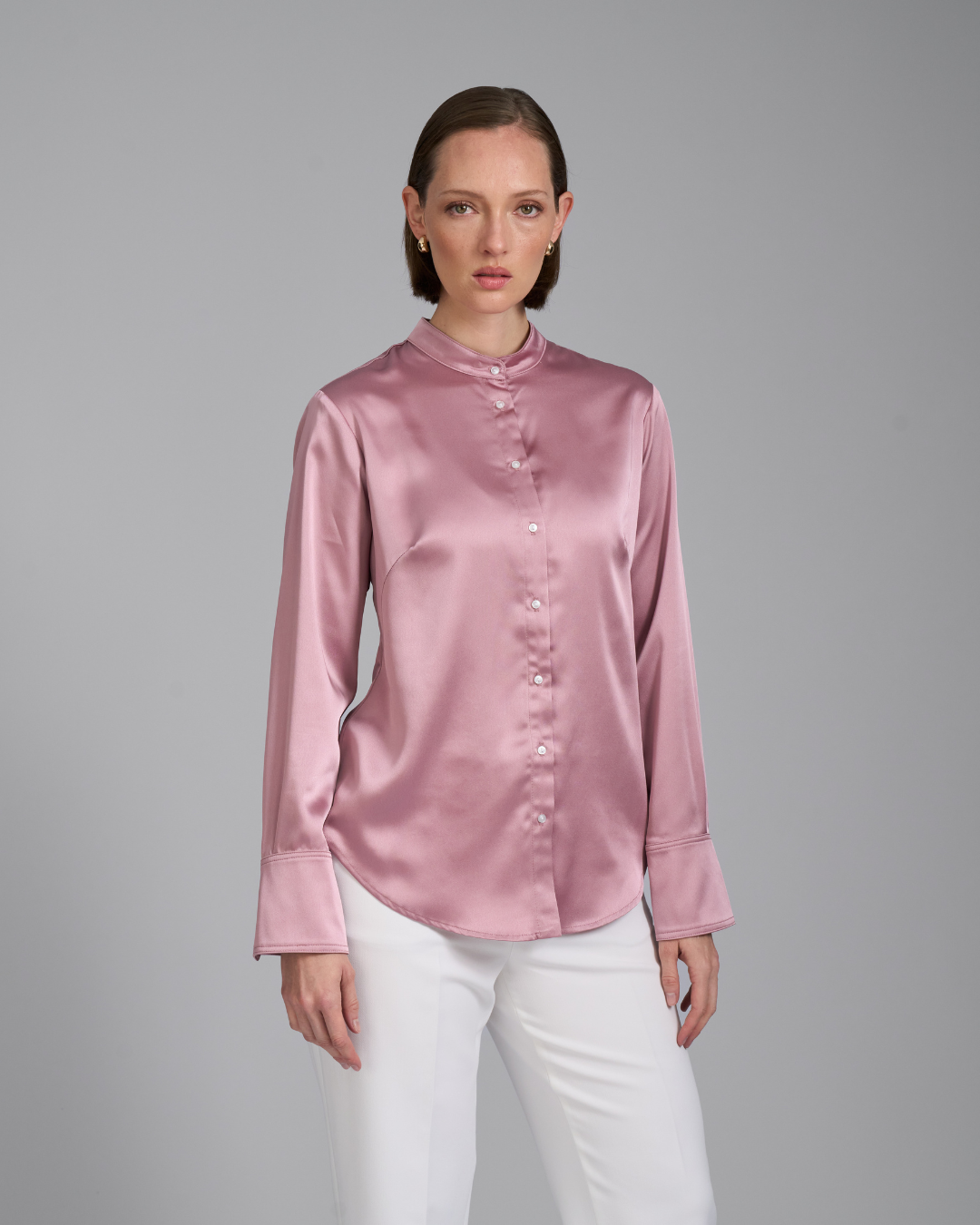 The Giselle Shirt | Classic Tailored Shirt with Detachable Collar (Blush Pink)