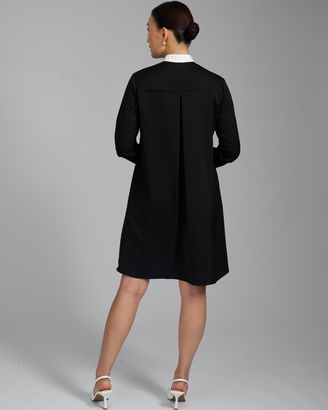 The Odette Dress | Long Sleeve A-Line Shirt Dress with Detachable Collar