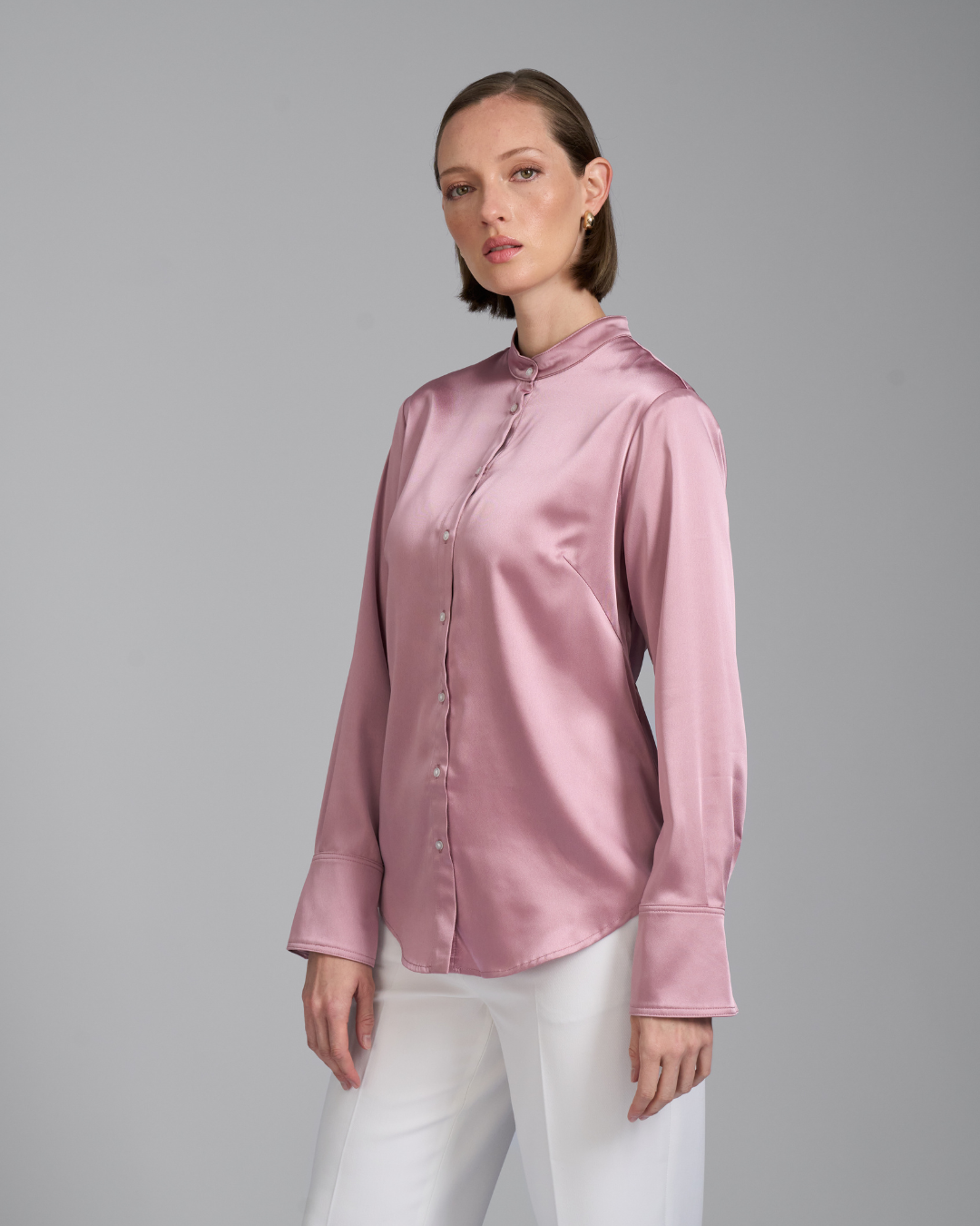 The Giselle Shirt | Classic Tailored Shirt with Detachable Collar (Blush Pink)