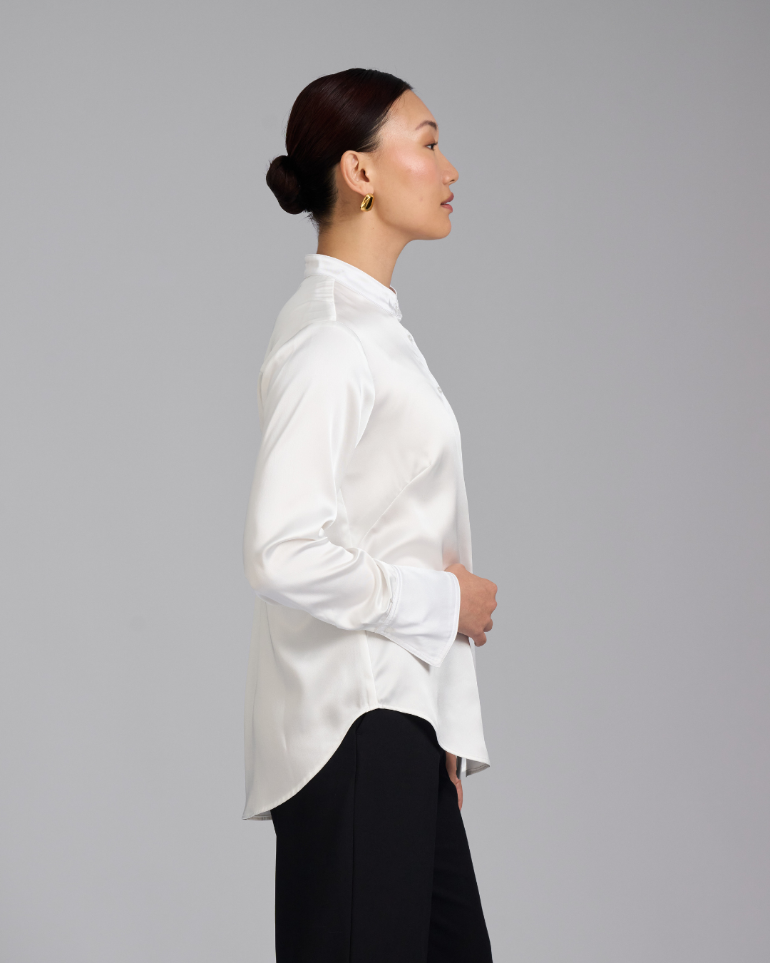 The Giselle Shirt | Classic Tailored Shirt with Detachable Collar (White)