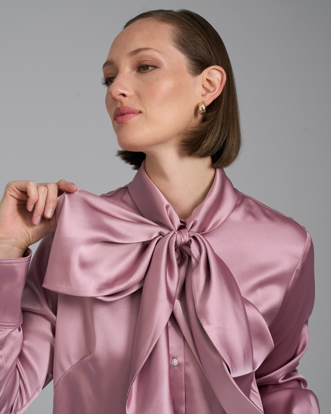 Pussy Bow Detachable Collar | Blush Pink Satin