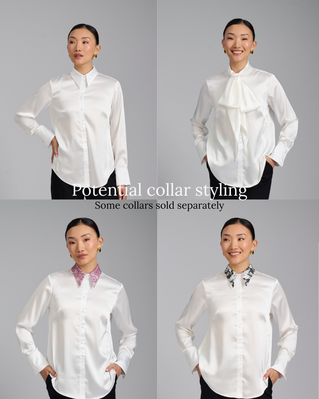 The Giselle Shirt | Classic Tailored Shirt with Detachable Collar (White)
