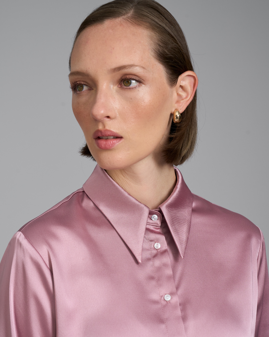 The Giselle Shirt | Classic Tailored Shirt with Detachable Collar (Blush Pink)