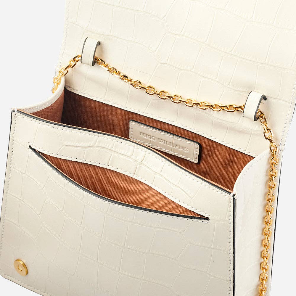 Embossed Croc Shoulder Bag | Cream