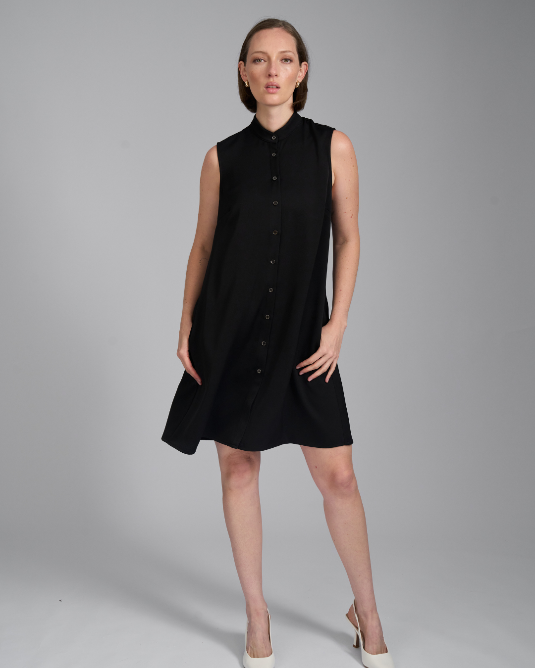 The Odile Dress | Sleeveless A-Line Dress with Detachable Collar
