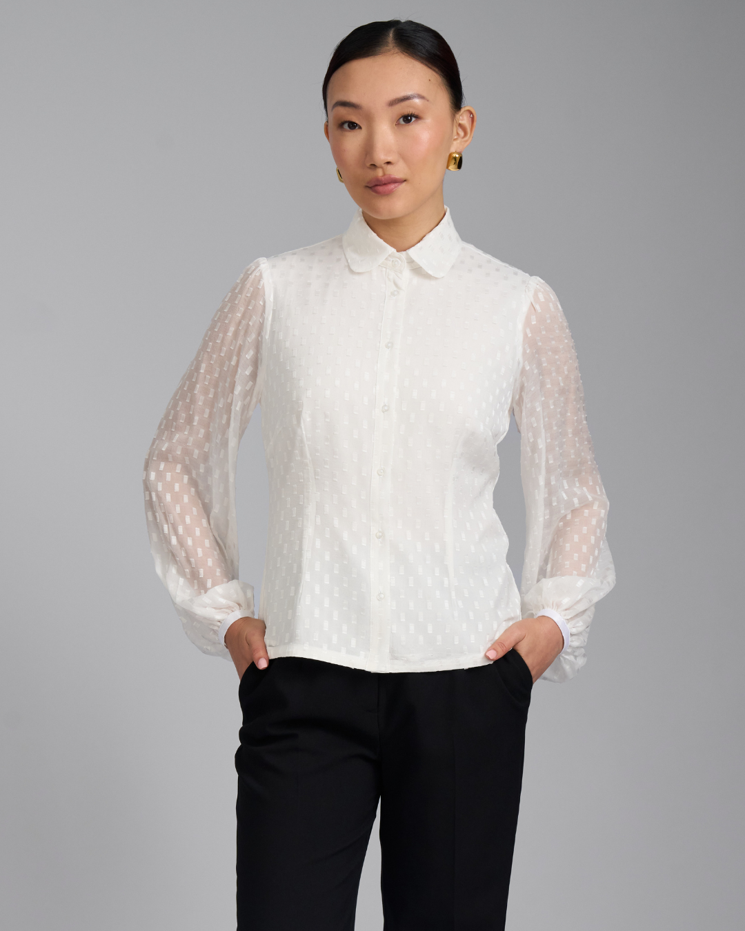 The Sylphide Blouse | Balloon Sleeve Blouse with Detachable Collar
