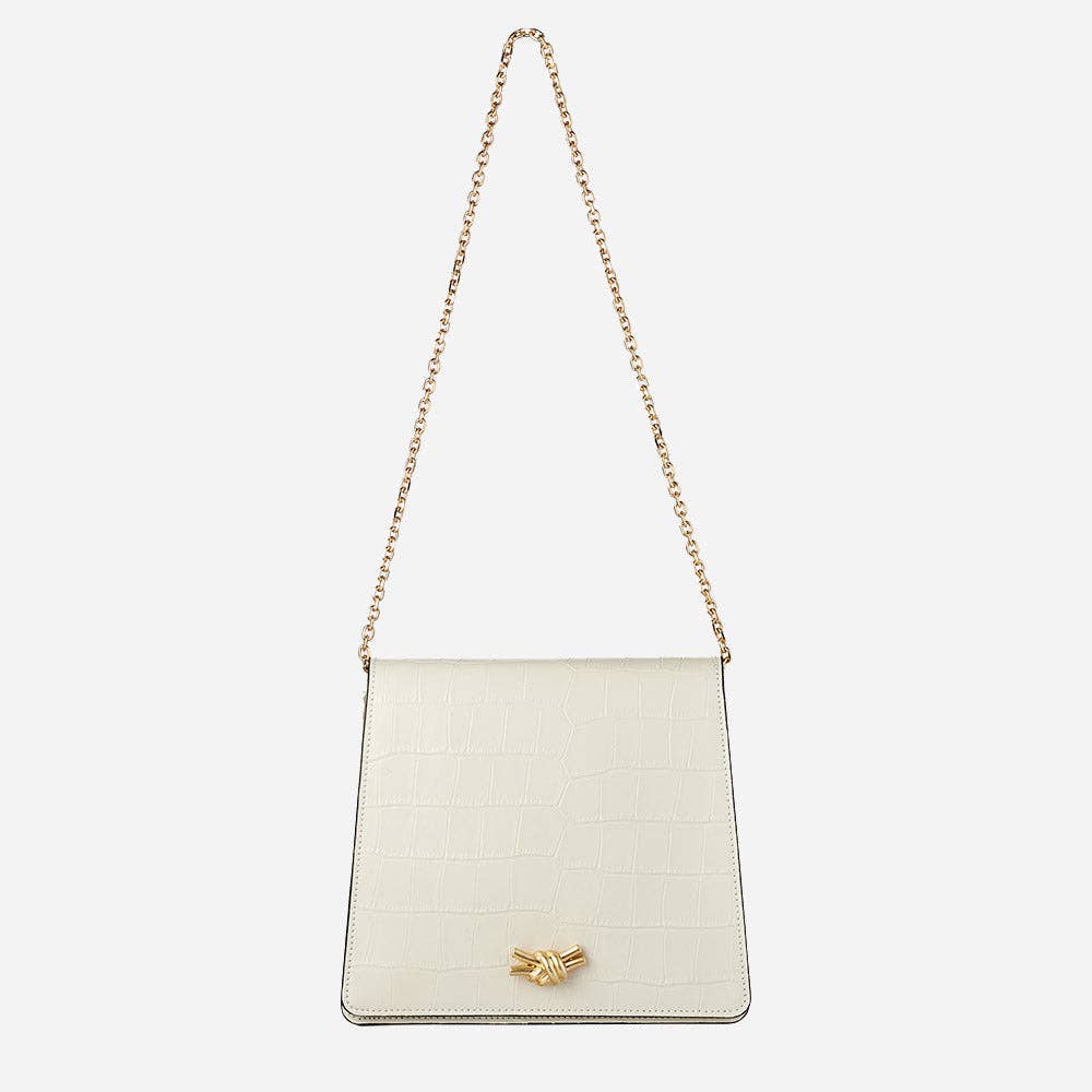 Embossed Croc Shoulder Bag | Cream