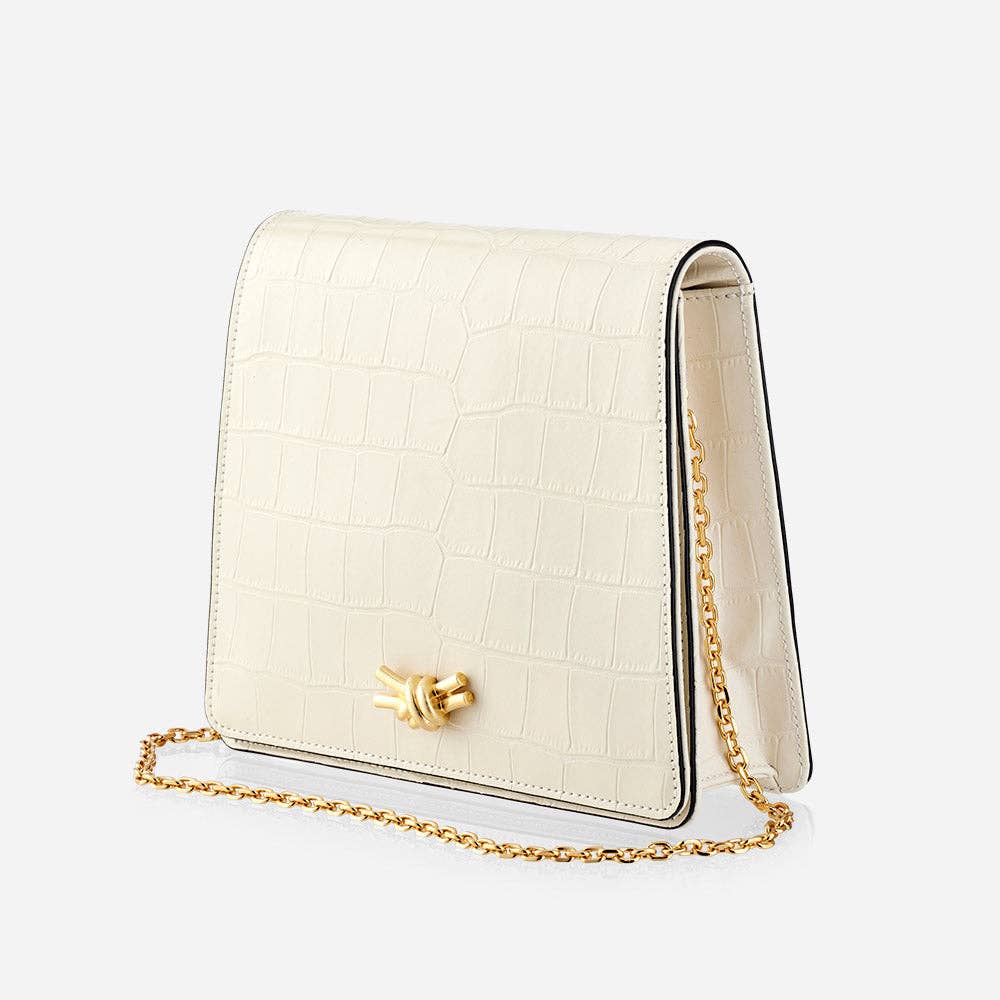 Embossed Croc Shoulder Bag | Cream