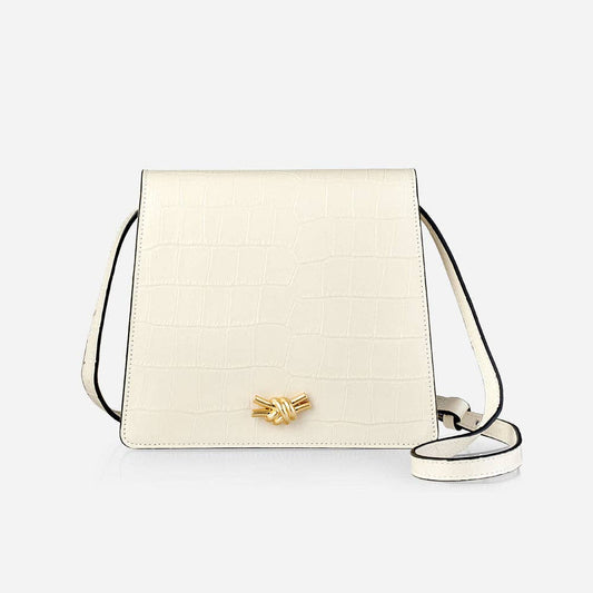 Embossed Croc Shoulder Bag | Cream