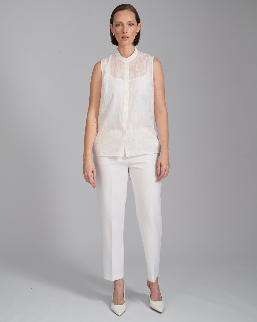The Aurora Blouse | Pussy Bow Sleeveless Blouse with Detachable Bow