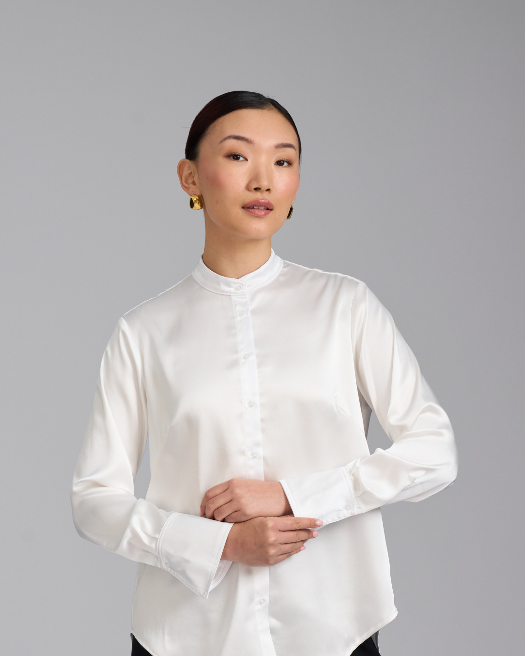 The Giselle Shirt | Classic Tailored Shirt with Detachable Collar (White)