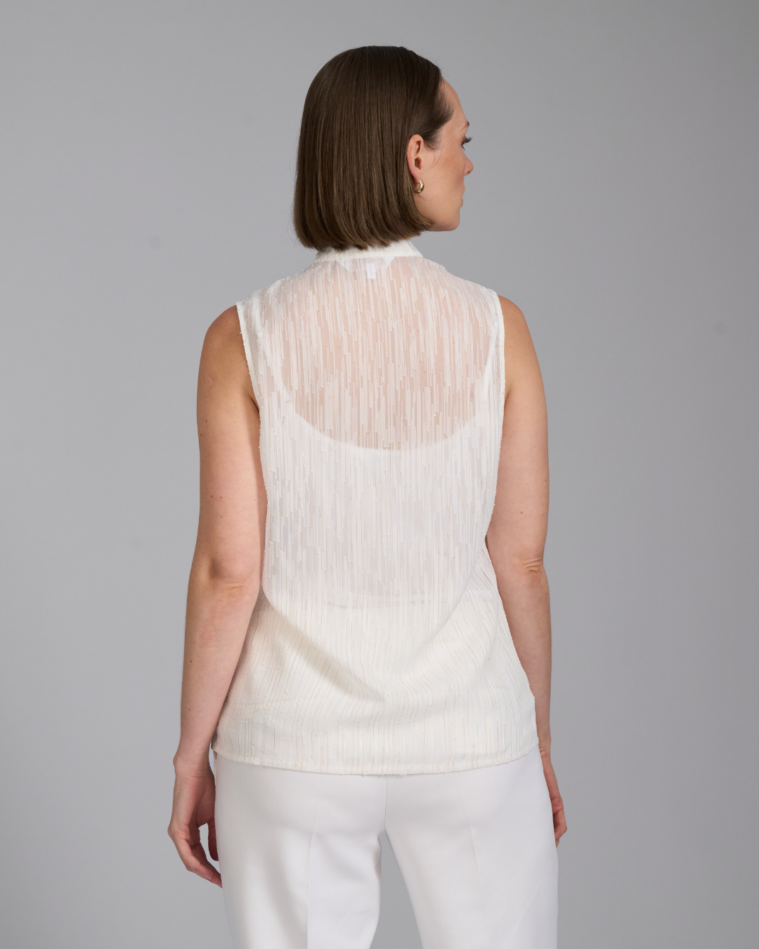 The Aurora Blouse | Pussy Bow Sleeveless Blouse with Detachable Bow