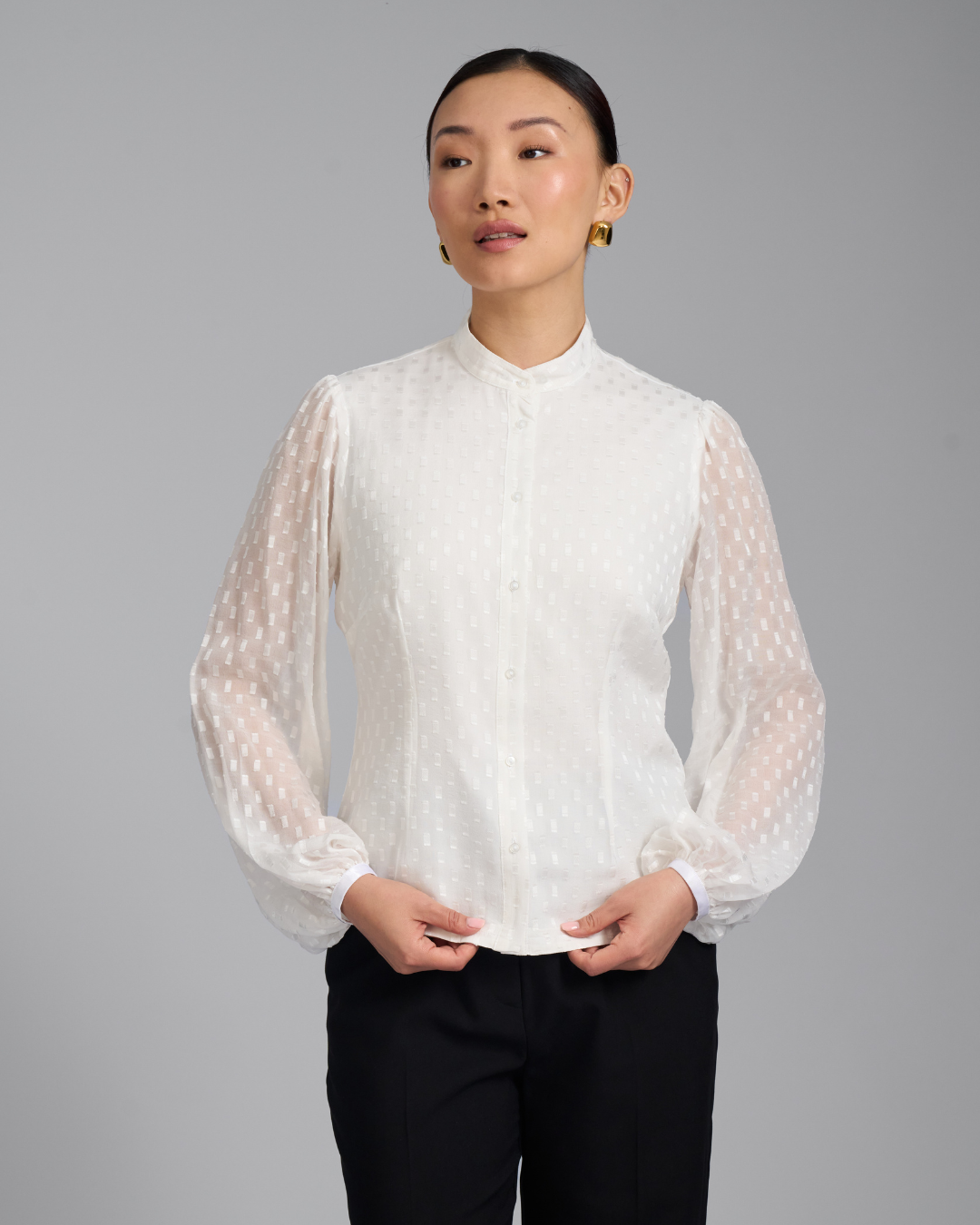 The Sylphide Blouse | Balloon Sleeve Blouse with Detachable Collar
