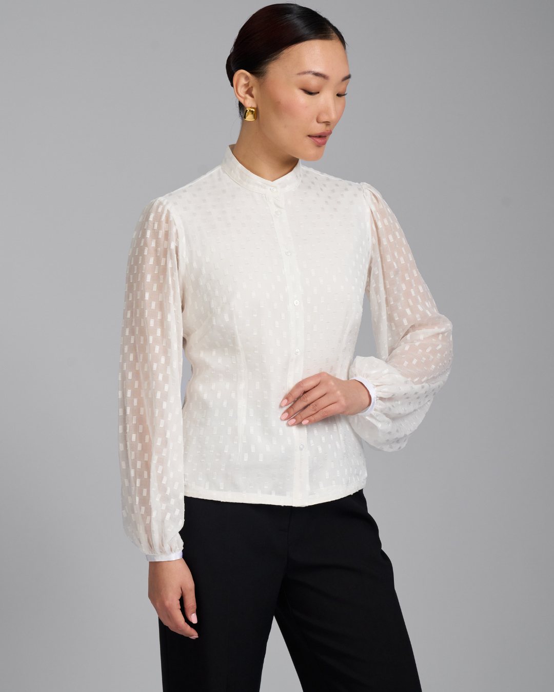 The Sylphide Blouse | Balloon Sleeve Blouse with Detachable Collar