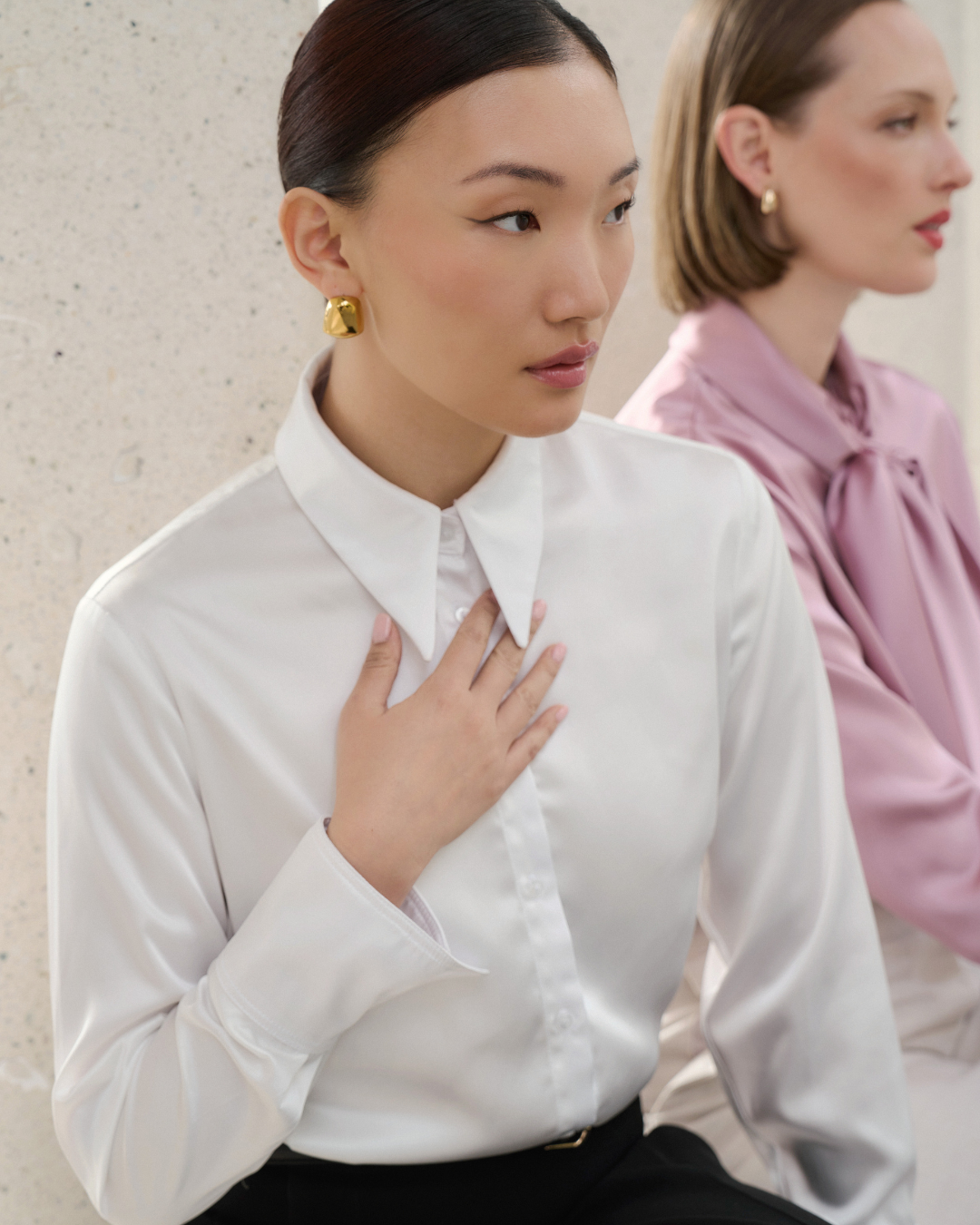The Giselle Shirt | Classic Tailored Shirt with Detachable Collar (White)