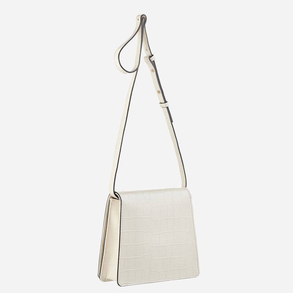 Embossed Croc Shoulder Bag | Cream