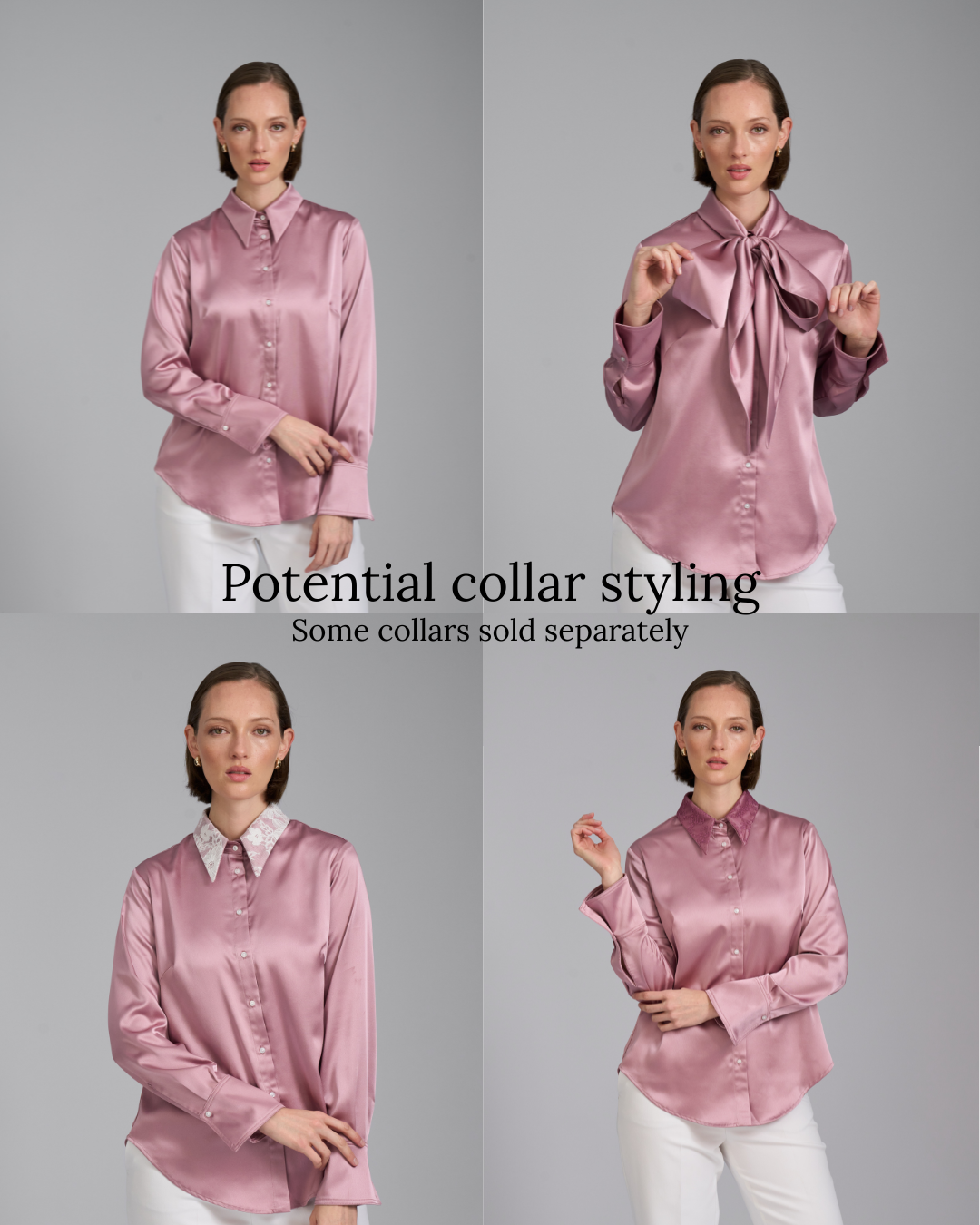The Giselle Shirt | Classic Tailored Shirt with Detachable Collar (Blush Pink)