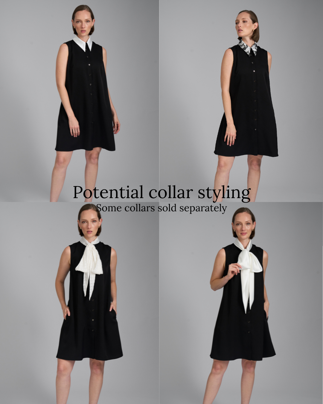 The Odile Dress | Sleeveless A-Line Dress with Detachable Collar