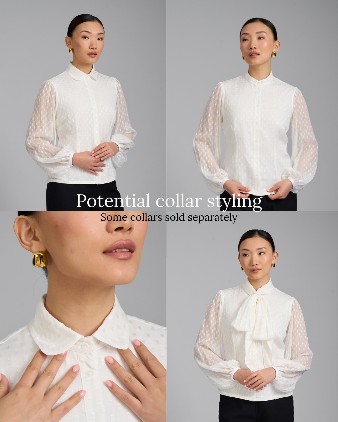 The Sylphide Blouse | Balloon Sleeve Blouse with Detachable Collar